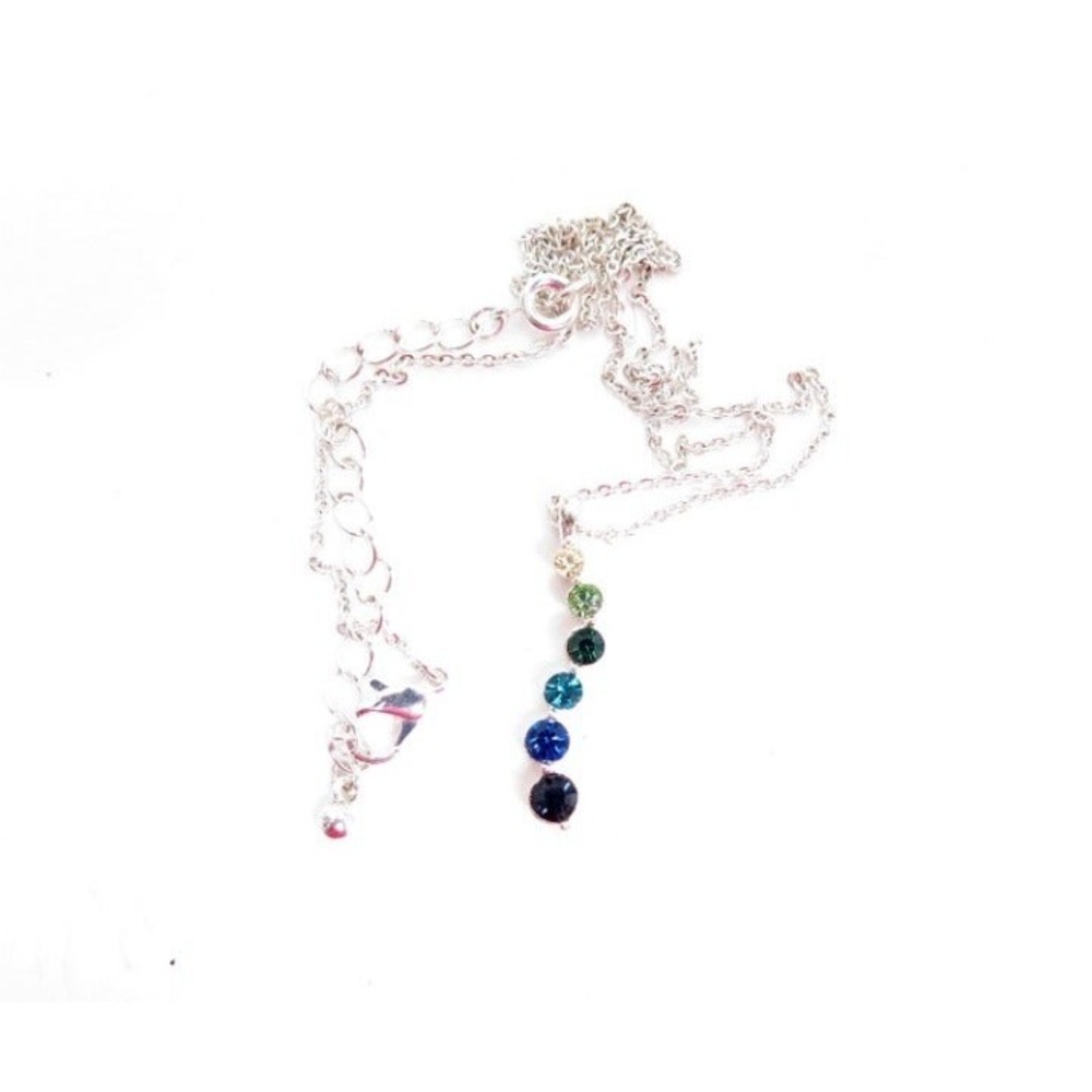 Green & Blue Rhinestone Pendant Necklace